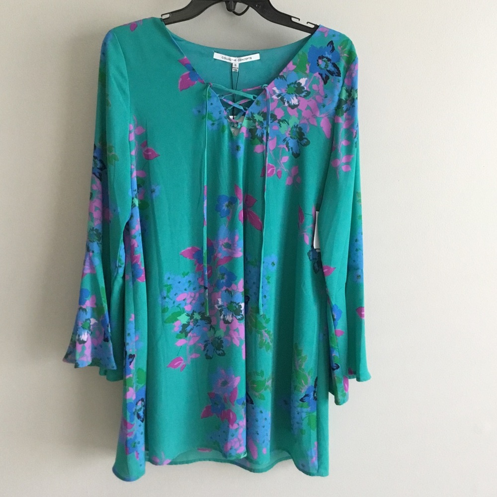 Floral Flowy Dress with Bell Sleeves